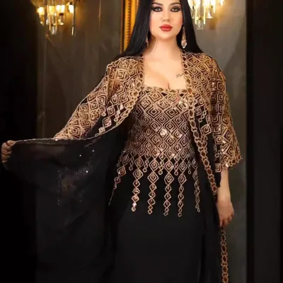 Luxury Abaya Moroccan Kaftan Sequined Diamond African Muslim Fashion Kemetan Evening Dress Cloth Cloth Robe Jeraba Dress