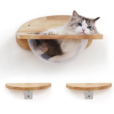 Eco-Friendly Wall Climbing Cat Tree with Cat Climbing Frame Wooden Ladder and Space Capsule Design