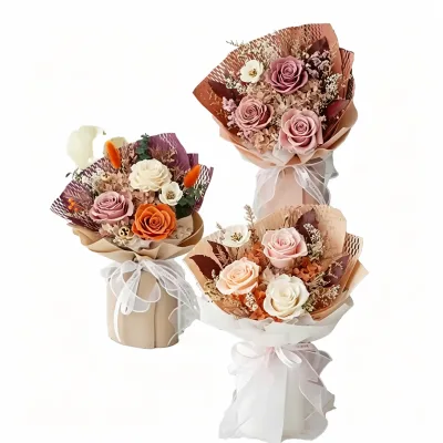 Handmade Natural Real Preserved Roses Bouquet Long Lasting 3-5 Years Gift for Mother's Day Christmas Holiday Decoration