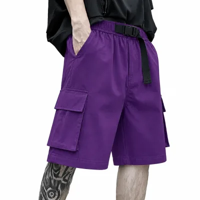 XYXIONGMAO Men's Woven Drawstring Solid Cargo Joggers Techwear Hip Hop Black for Shorts Streetwear XL