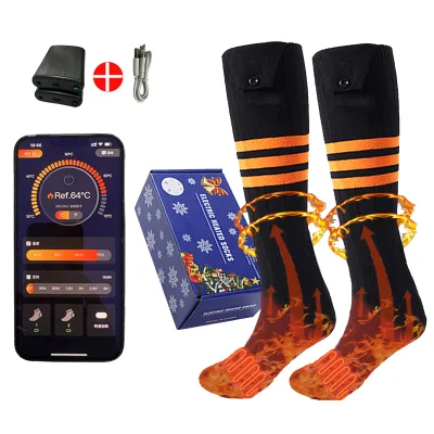 Type-C Rechargeable Electric Heated Socks 4-Level Temperature Control Smart for Skiing Winter Outdoor Custom OEM CE Warm Socks