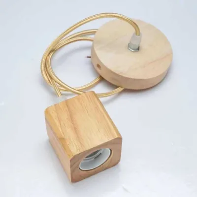 Factory-direct E27 Screw-base Solid Wood Lamp Holder Vintage Wooden LED Plug-in Braided-cord Lamp Base Lighting Chandeliers 220V