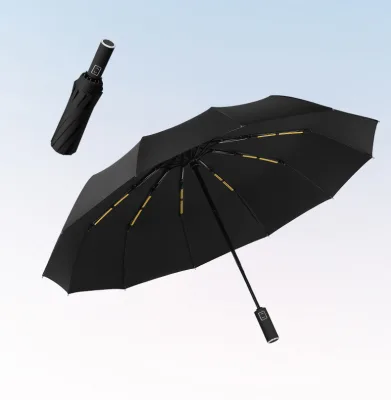 Heavy Duty Reinforced 12Ribs Automatic Folding Umbrella Auto Open Close Large Canopy Sun Rain Dual Use Business Umbrella