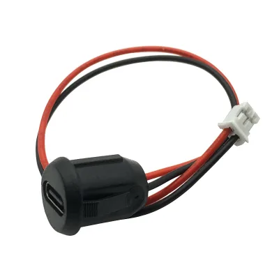 Type-C Waterproof Female Connector Molded-in-Gel Straight-Press-Fit Plug Wire-Welded Type 2P/4P Charging Port USB Connector