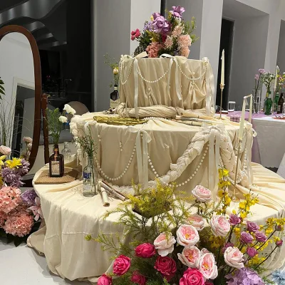 Modern Luxury New China Wedding Celebration Three-Dimensional Arch Wrought-Iron Multi-Tiered Cake Stand Dessert Table Decor