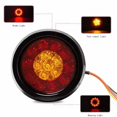 16LED Smart Car Key Tail Light Discoloration Rear Fog Lamp for Truck Trailer Lorry-Stop Brake Run Reverse