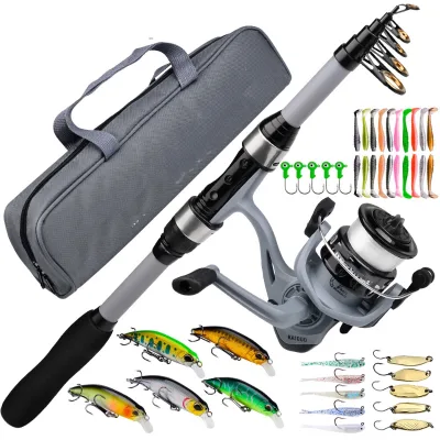 Portable Sea Pole Set Casting Pole Fishing Wheel Line Bait Rod Complete Sea Pole Set
