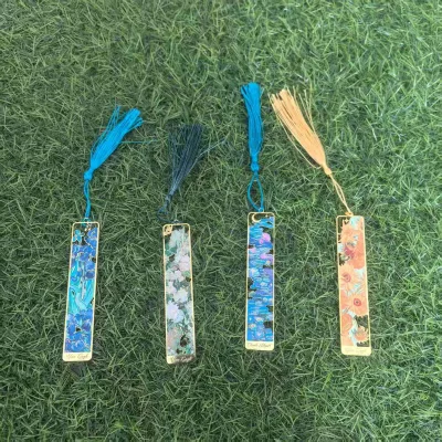 Metal Bookmarks with Tassel, Golden Van Gogh Monet Oil Painting Theme Cute Book Markers for Reading Women, Men, Kids, Book Lover