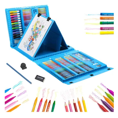 Colorworld Joybox Black Watercolor Pen Brush Kids 208 Pcs Stationery Set Portable Nylon Case Custom Logo OEM Accepted