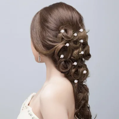 Women Simple Hair Rings Colored Plastic Pearl Mini Snap Hair Clips for Wedding Decoration