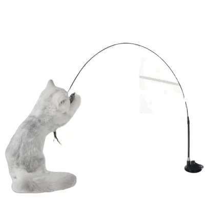 Interchangeable Cat Teaser Wand Toy with Feather Replacement Heads Interactive Pet Toy for Indoor Cats
