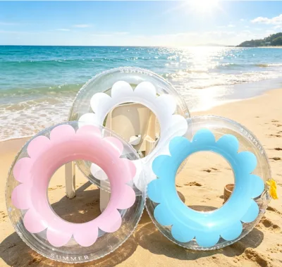 Transparent Thickened PVC Inflatable Swim Ring for Women Flower Water Portable Swimming Training