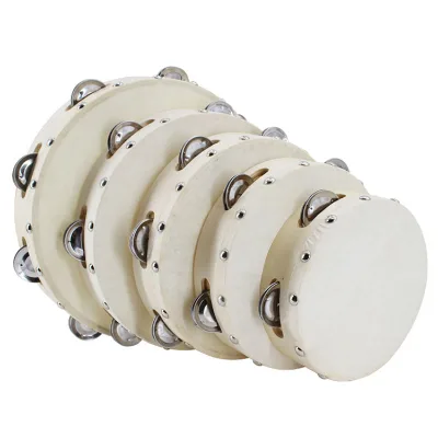 Wholesale Tambourine Musical Instrument 4 6 7 8 9 10 Inch Sturdy Percussion Wooden Tambourines Sheepskin hand drum