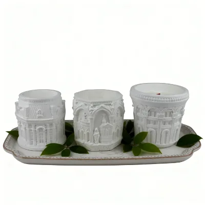 Greek Sculpture Custom Logo Aromatherapy Soy Wax Statue Plaster Gypsum Jar Scented Candle Luxury Wholesale