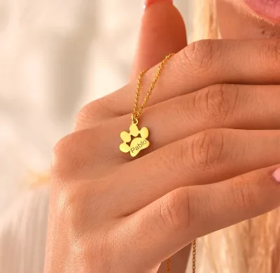 Creative 18K Gold Plated Stainless Steel Necklace Cute Custom Letter Pet Name Multiple Animal Cat Dog Claw Pendant Necklace