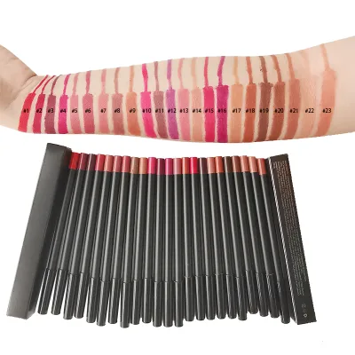 Custom Logo Vegan Long Wearing Soft Brown Lipliner Private Label 23 Colors Creamy Lip Liner