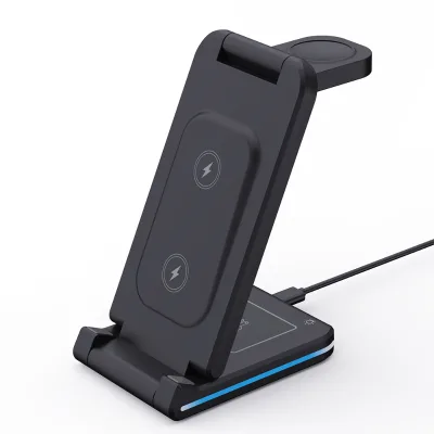 2023 Trendy 15W H28 Multifunctional 5 in 1 Folding USB Wireless Charger for Watch for Mobile Phone 240 Angle Control Night Light