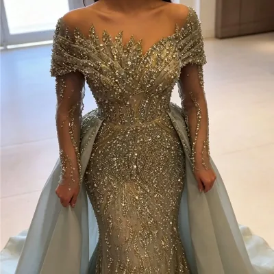 High-end Custom Evening Gown 2026 New Arrival Sexy Off-shoulder Rhinestone Two-way Party Runway Performance Meeting Dress