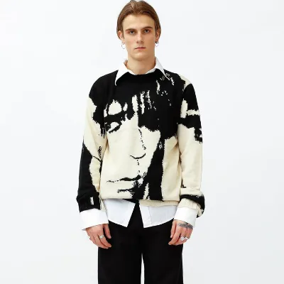 DiZNEW Custom Crew Neck Long Sleeve Plus Size Cotton Wool Mens Pullover Custom Knit Sweater Men Sweaters