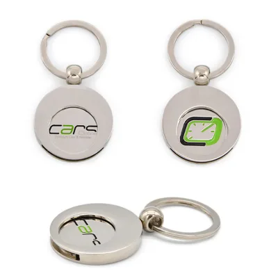 Wholesale Custom Logo Shopping Cart Coin Metal Key Chain  Metal Trolley Token Coin Keychain