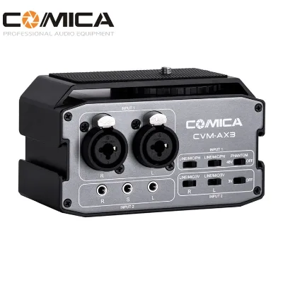 Comica CVM-AX3 Mini Professional Audio Mixer Adapter Preamplifier Dual XLR/3.5mm/6.35mm Port Camera Mixer Support Phantom Power