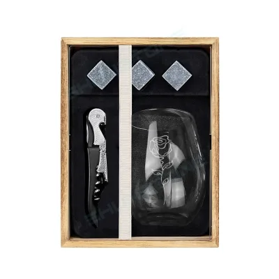 Creative Crystal Egg Shaped Wine Glass Gift Set With Corkscrew Chilling Stones Ice Cube Wedding Gifts for Guests Souvenirs