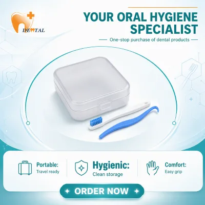 Frosted PP Aligner Case Square Retainer Storage Box with Cleaning Brush Dental Oral Care Travel Case