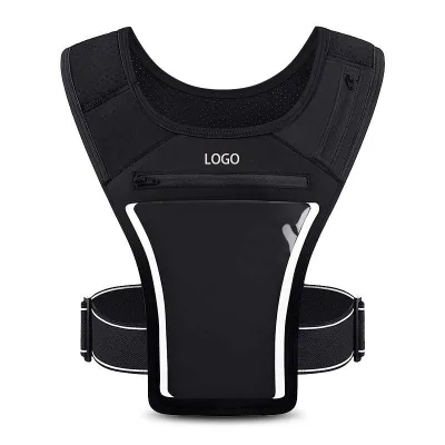 Zip Reflective Running Vests With 500ml Hydration Bottle and Chest Pack Gear Phone Holder Running Hydration Vest