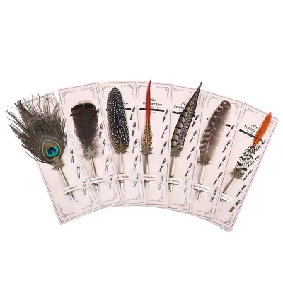 Europe Calligraphy Set Feather Dip Pen Vintage Medieval Culture English Bf Curlycue Nikah Quill Pen Fountain