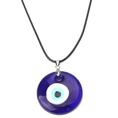 Evil Eyes Necklace Turkish Blue Glass Leather Rope Devil's Eye Necklace for Women Men Lucky Protection Jewelry