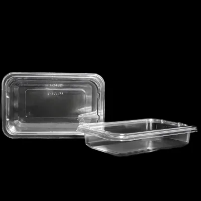 16oz Rectangular Clear Food Grade Plastic Storage Boxes with Lid Recyclable Packaging for Sushi Hamburger Juice Gifts