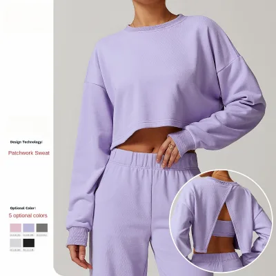 Europe US Sports Running Fitness Jacket New Long Sleeve T-Shirt Loose Neck Sweater Breathable Sports Top for Adults
