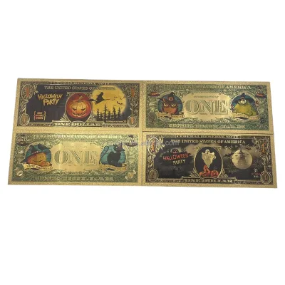Collect Gift Halloween Christmas Plastic Gold Foil Plated Banknote With Custom Design