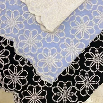 Black Flower Lace Cotton Fabric Women's Dress Lace Embroidery Lace African Cloth for Dress Making