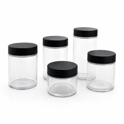 Airtight 57mm Diameter Series Child Resistant Glass Jars Plastic Eco-friendly 60ml/90ml/120ml/150ml/180ml Dried Flower Herb
