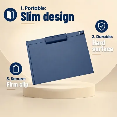 Kasbo Low Profile A4 Size PP Plastic Clipboard with Aluminium Handle for Office Storage and Job Sheets