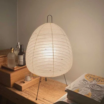 Japanese Wabi Sabi Style Paper Table Lamp for Bedroom Living Room Creative Bedside Rice Paper Design Remote LED Advanced