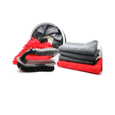 Professional Microfiber Car Wash Detailing Kit with Foldable Bucket, Gloves, Towels & Buffing Pads