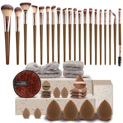 40pcs Makeup Tool Set Hot Selling Fashionable Simple Elegant Girl Makeup Brushes Hair Drying Towel Quick-Dry Makeup Tool Sets