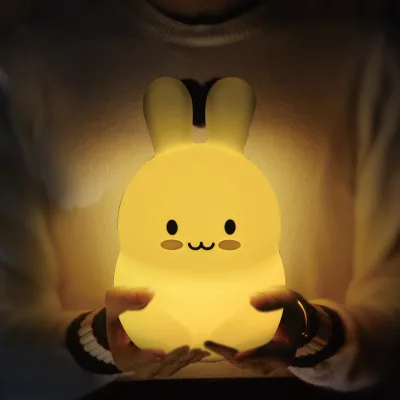 Rabbit Shaped Baby Night Light USB Rechargeable Touch Dimmable LED Lamp Light for Bedroom Bedside Sleep Aid Best Kids Gift Light