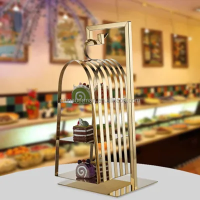 Wholesale Wedding Accessories GuangZhou Factory Price High Quality Gold Clor Stainless Steel Cage Cake Stand