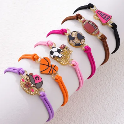 Cartoon Bracelet Volleyball Basketball Acrylic Accessories Elastic Rope Bracelet Head Rope Jewelry