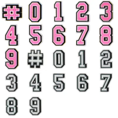 Wholesale Pink Number Shoe Charms Letter Shoe Charms Soft PVC Charms for Clog Shoes