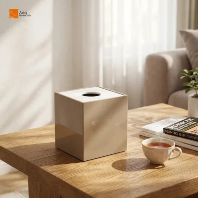 Resin Cubic Magnetic Split Design Tissue Box Soft Eco-friendly Recyclable Scratch-proof Waterproof Glossy Coating Upscale Hotel