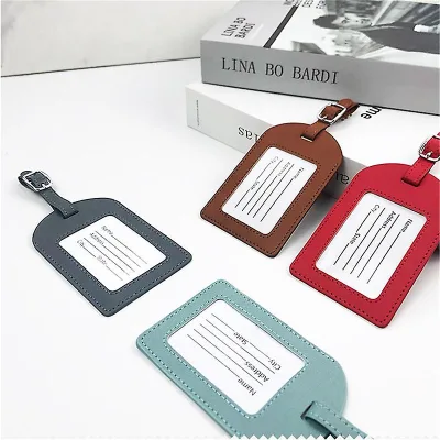 Hot Sale Adjustable Multi-Color Plane Boarding Pass Suitcase Tag Luxury Travel Named Baggage Tags Blank Pu Leather Luggage Tag