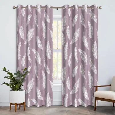 Modern Simple Light Luxury Living Room Curtains Large Flowers Polyester Blackout Bedroom Curtains
