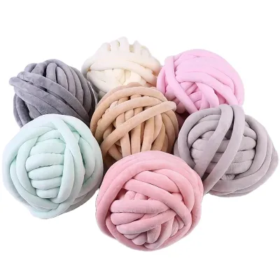 Extreme DIY Blankets Rugs Pill Giant Tubular Yarn Super Chunky Velvet Soft Big Hand Knitting 100% Polyester Thickness 3CM