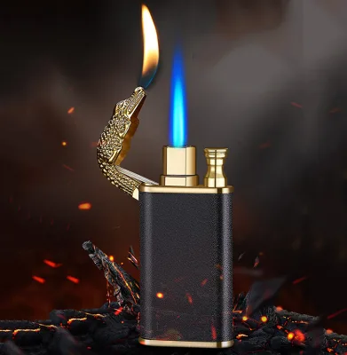Double Fire Creative Lighter Crocodile /dolphin Flame Conversion Inflatable Lighter