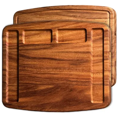 Walnut Cutting Board with Compartments 17x13x1.6 Inch, Thicken Walnut Wood Cutting Board with Built-in Handle