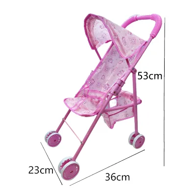 53cm Iron Foldable Kids Play Stroller Toy Collection Customized Size Baby Doll Stroller Seat Model Style Plastic Toy Accessories